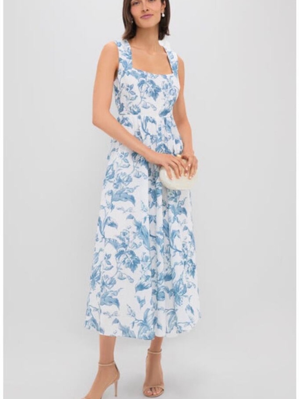 Hyacinth House Blue Floral Square-Neck Midi Dress Tuckernuck size XXL